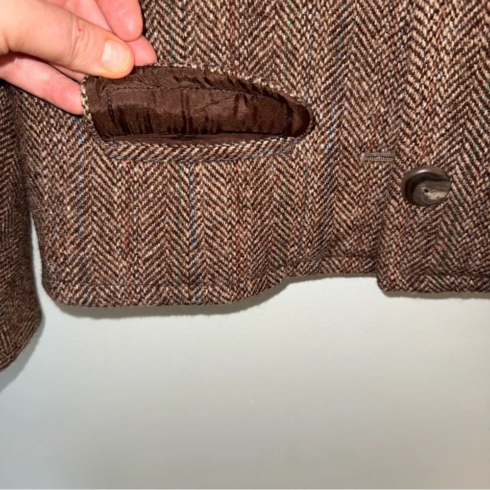Ralph Lauren Polo Wool Tweed Herringbone Blazer Collarless Made in USA 12 - Picture 11 of 15